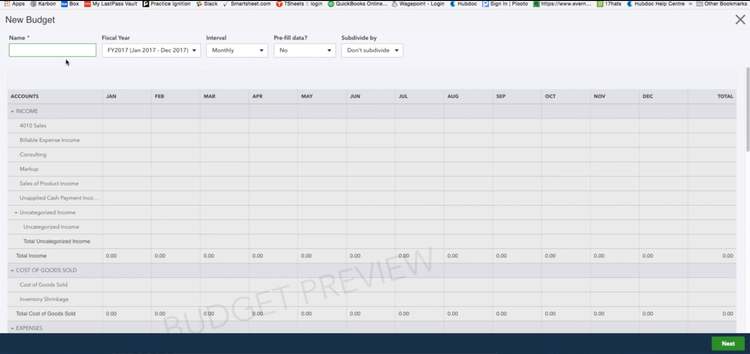 QuickBooks Online Budgeting