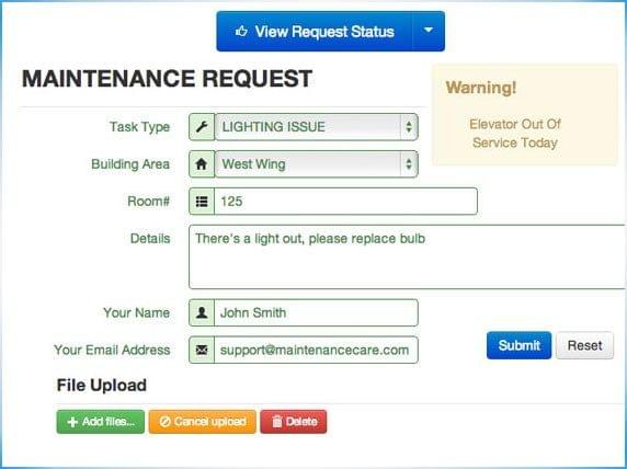 Maintenance Requests Maintenance Care Maintenance Management Software