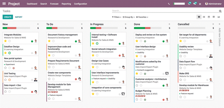 Odoo Project Tasks Open Source ERP Software