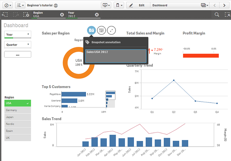 Qlik Sense Desktop Free Version Dashboard