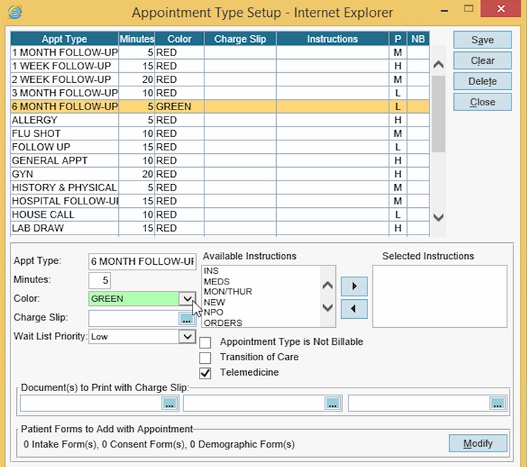 AdvancedTelemedicine Different Appointment Types