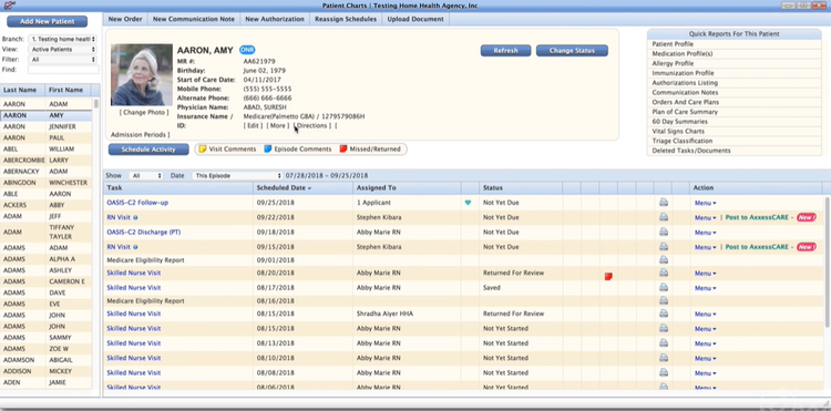 Axxess Patient Charts Home Health Care Software