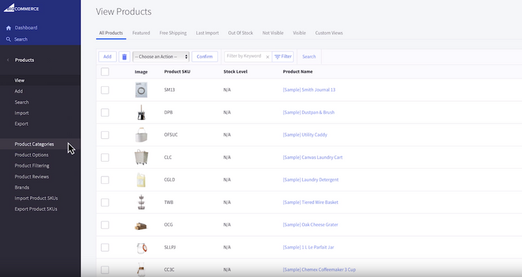 BigCommerce Product Categories eCommerce software