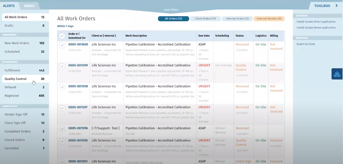 Asset calibration management software