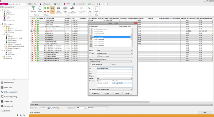 Freight documents and invoices Soloplan CarLo