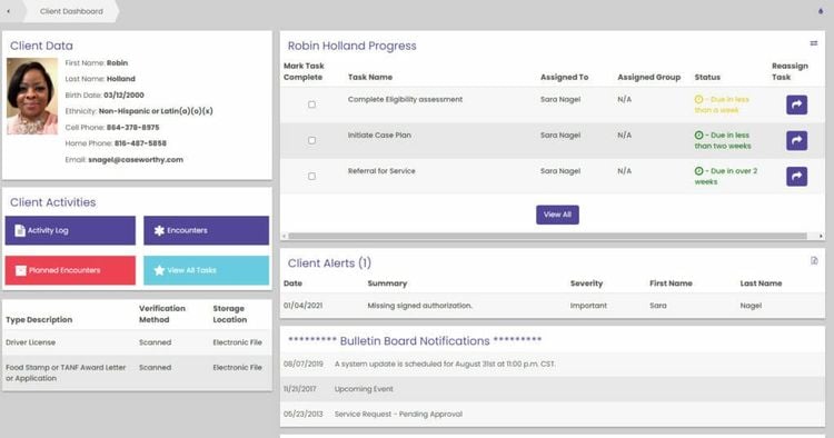 CaseWorthy Client Dashboard