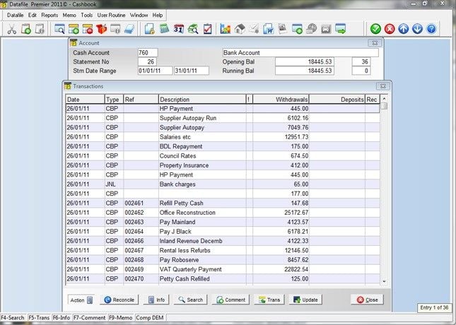 Cashbook bank reconciliation software