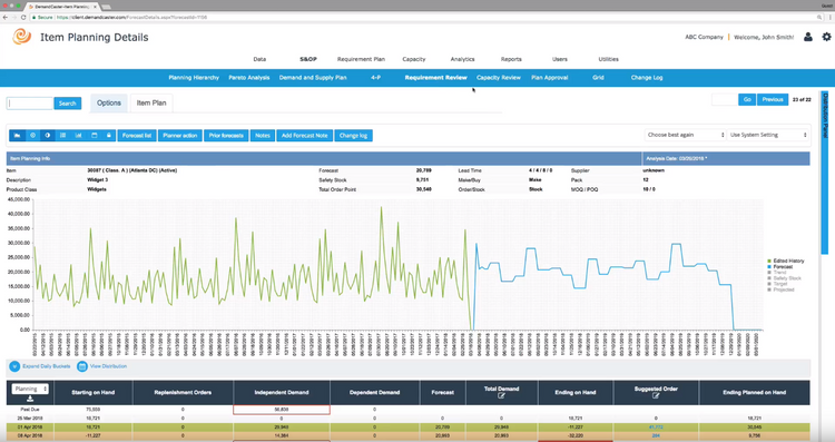 Item Plans DemandCaster DRP Software