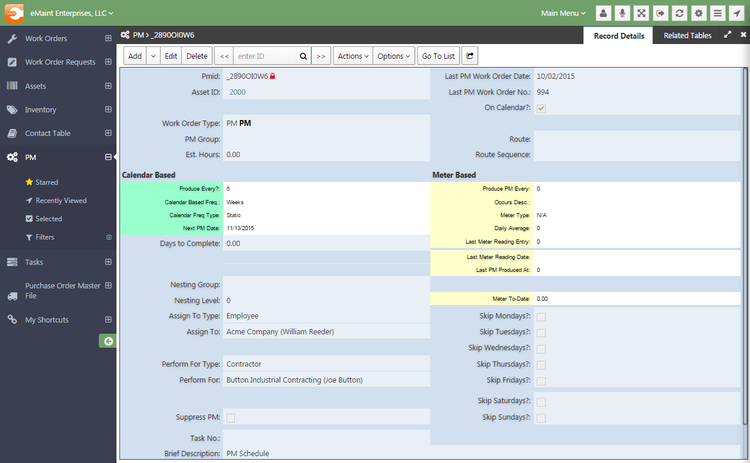 eMaint CMMS Preventative Maintenance