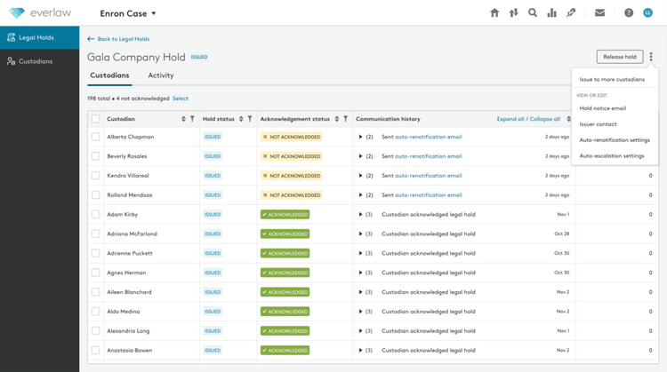 Everlaw Legal Hold eDiscovery Software