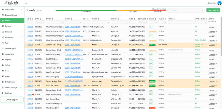 ezLoads Load Management Trucking Software