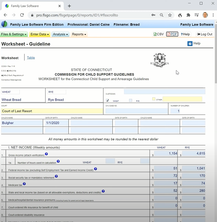 Family Law Software Worksheet