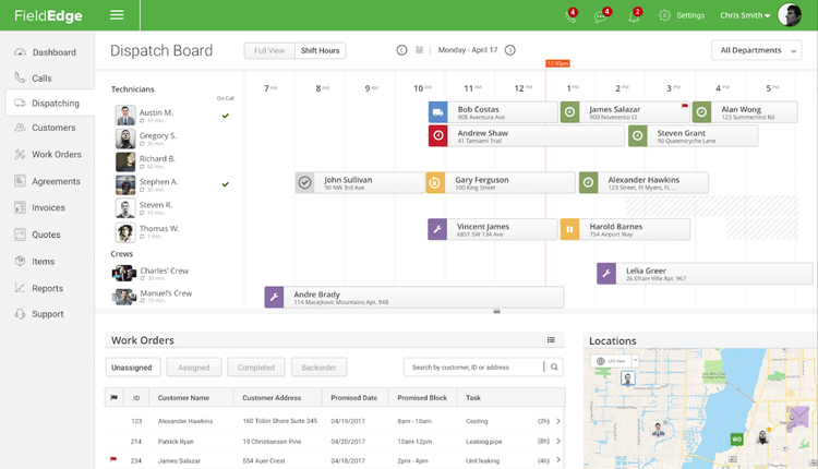 FieldEdge Dispatch Board HVAC Software