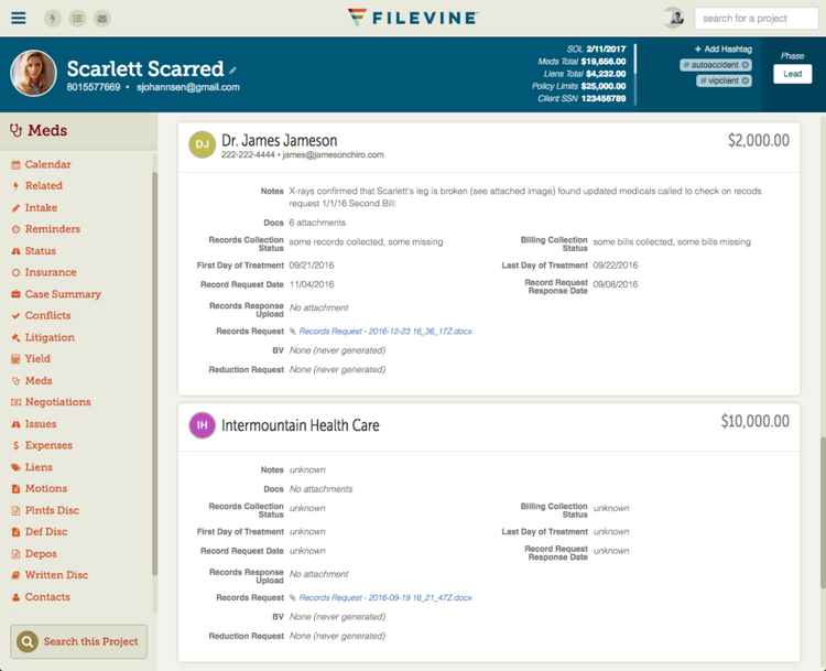 Filevine Legal Documents Case Management System