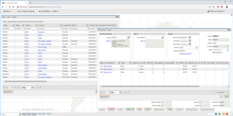FlowTrac Pick Orders