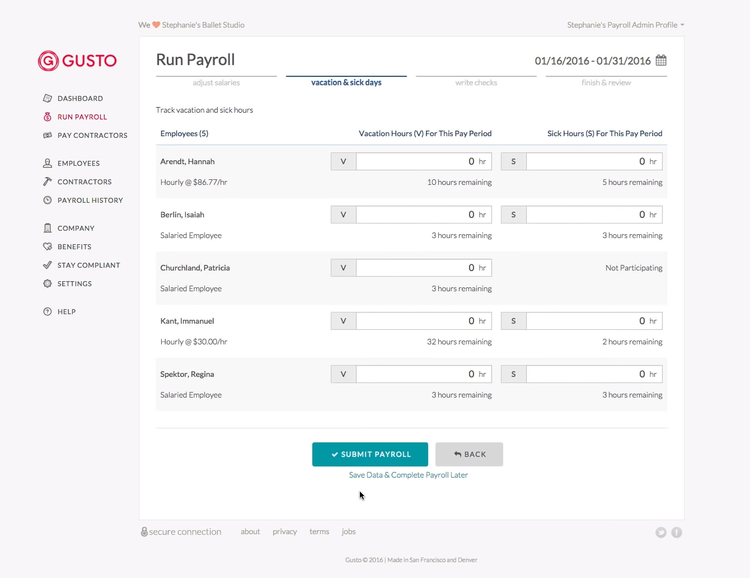 Gusto Payroll Dashboard