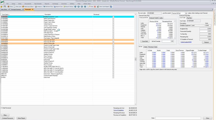 HeavyJob Accurate Forecasting heavy civil construction software