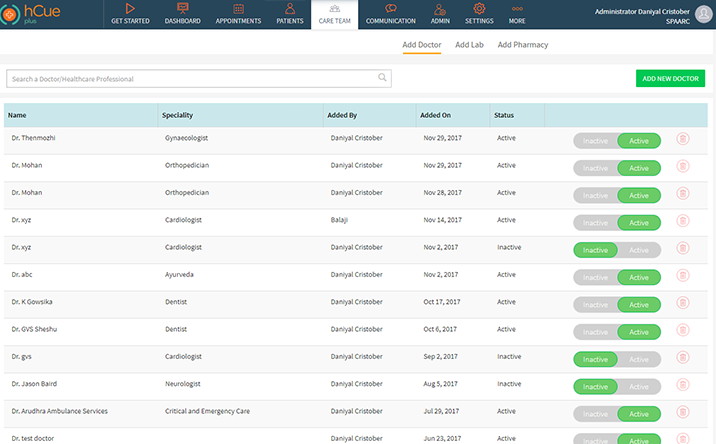 hCue Care Team Clinic Management System