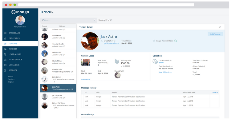 Innago Tenant List Free Property Management Systems