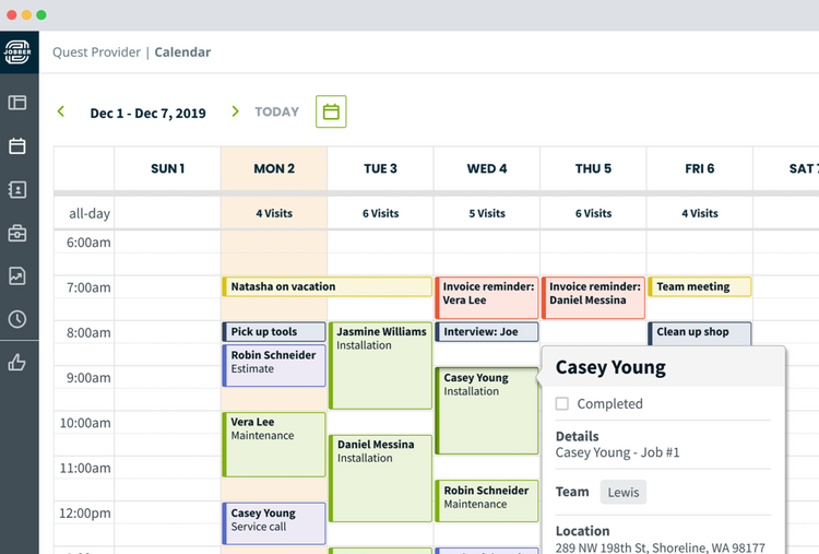 Jobber Field Service Scheduling Software Calendar