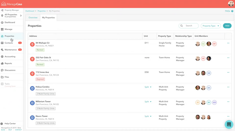 ManageCasa Property List Free Property Management Software