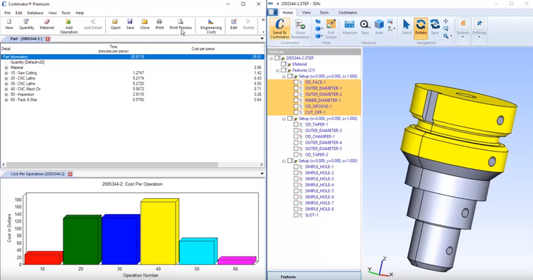 Costimator JS 3D Model Manufacturing Quoting and Estimating Software