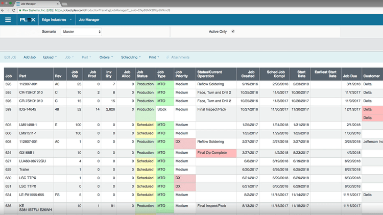 Plex Cloud ERP Software Job Control