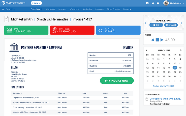 PracticePanther Invoicing Legal Billing Software