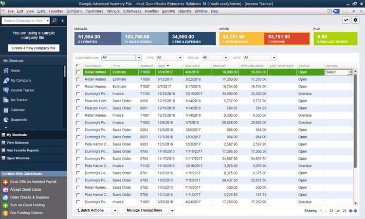 QuickBooks Enterprise Income Tracker