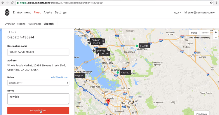 Samsara Dispatch GPS Tracking Trucking Dispatch Software