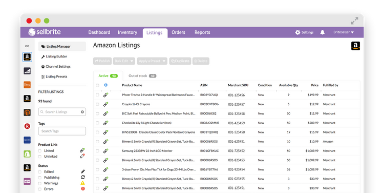 Sellbrite Amazon Seller Screen