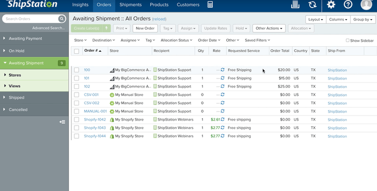 ShipStation Manage Orders