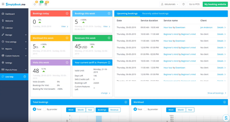 SimplyBook Upcoming Bookings Medical Scheduling Software