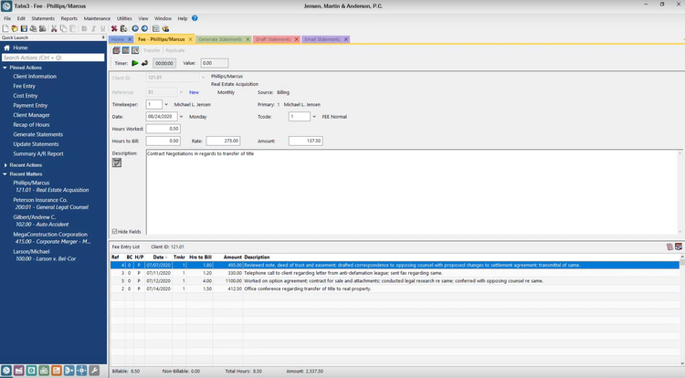 Tabs3 Fees Time and Billing Software