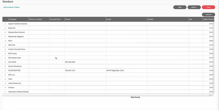 Stratus Enterprise Vendor List Retail Inventory Software