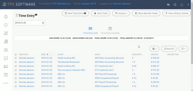 TPS Software Time Entries Accounting Practice Management Systems