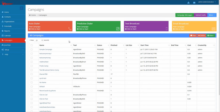 Voicent Cloud Campaign Details Auto Dialer Systems