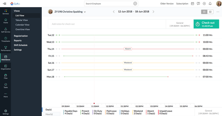 Zoho People Time and Attendance Human Resource Software