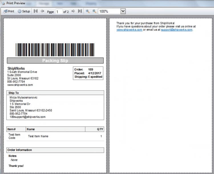 ShipWorks Packing Slip Preview Shipping Software