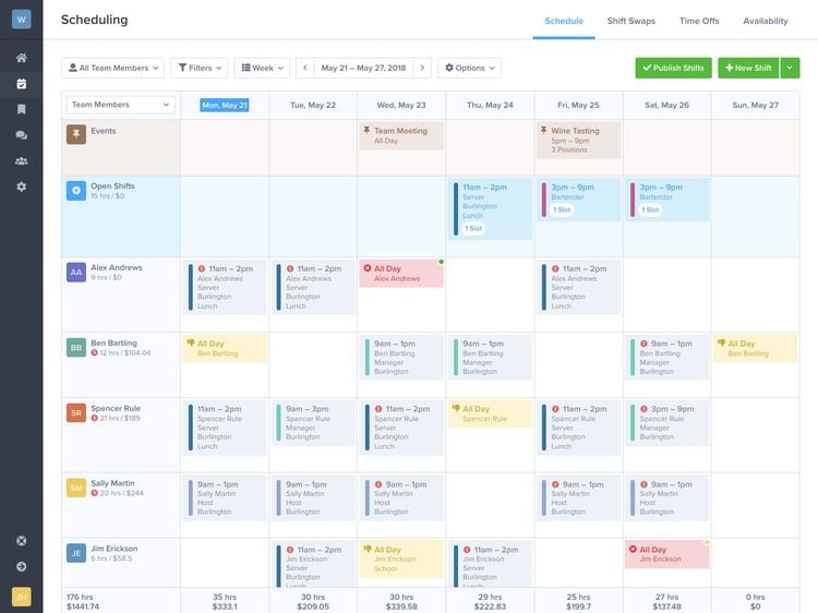 ZoomShift Scheduling View Employee Scheduling Software