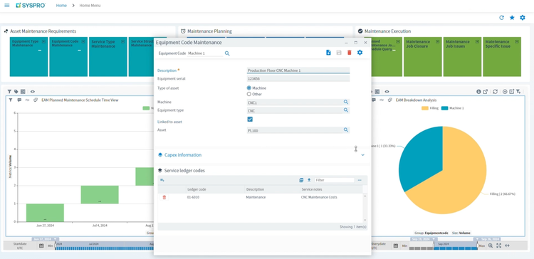 Equipment Code Maintenance Setup in SYSPRO