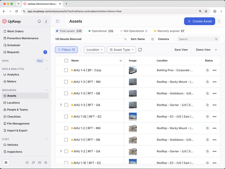 Asset & Fleet List