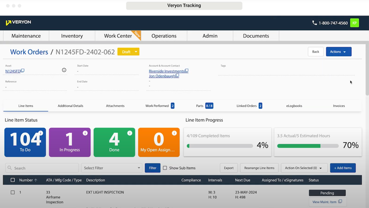 Veryon Maintenance Tracking