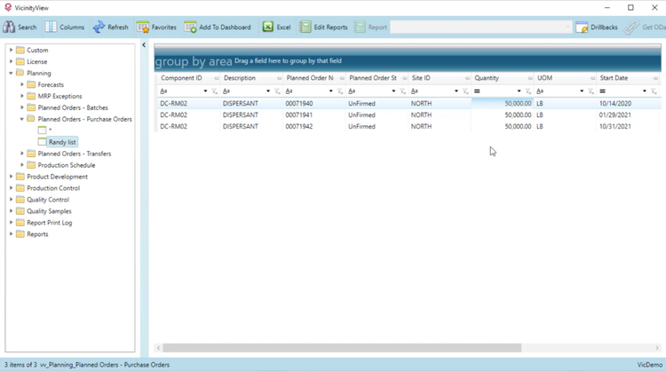 Vicinity Software MRP Consolidation