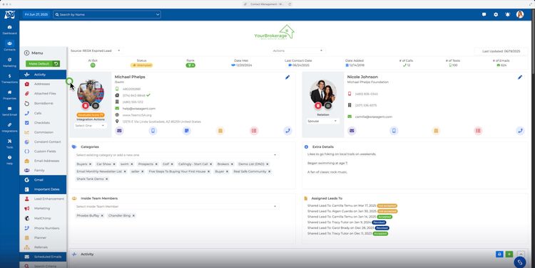 Prospective Client Dashboard in WiseAgent CRM