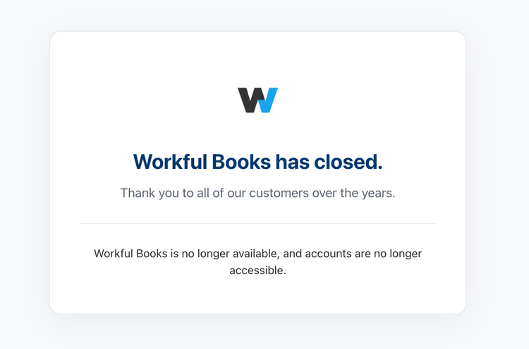Workful Books Shutdown Announcement