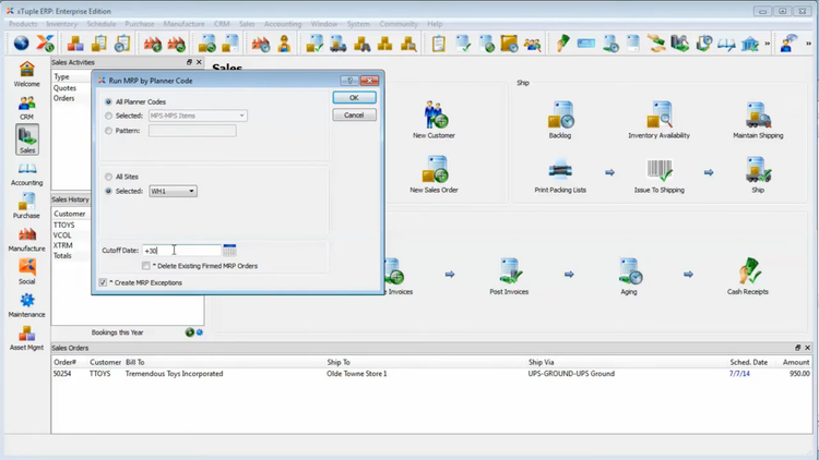 Running MRP in xTuple